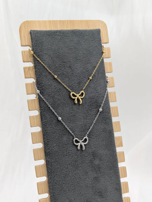 Studded Bow Necklace