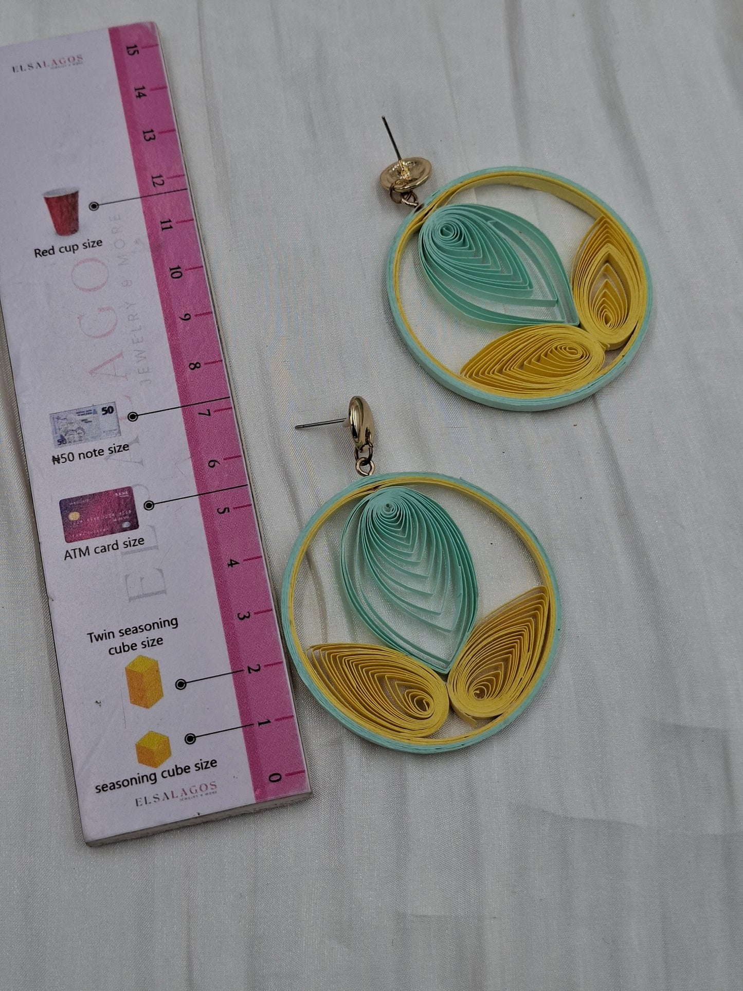 Shop Mint/Yellow Origami Earring for Women at ElsaLagos in Nigeria