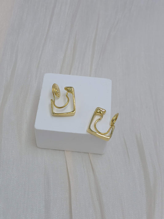 Square clip on earrings