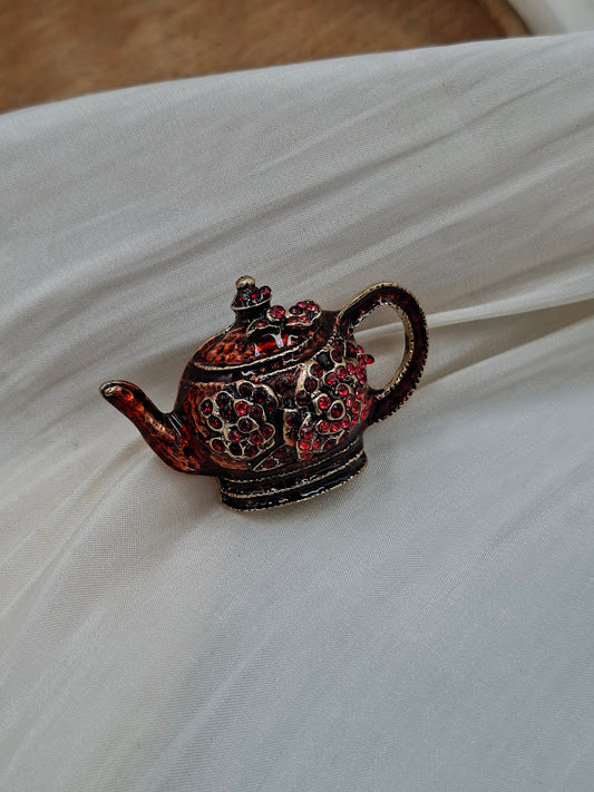 Shop Red Crystal Teapot Brooch at ElsaLagos in Nigeria