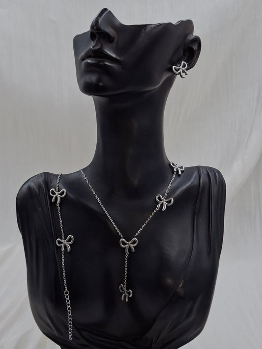 Buy Buy Silver Bow Necklace Set at Elsa Lagos in Nigeriay Set at Elsa Lagos in Nigeria
