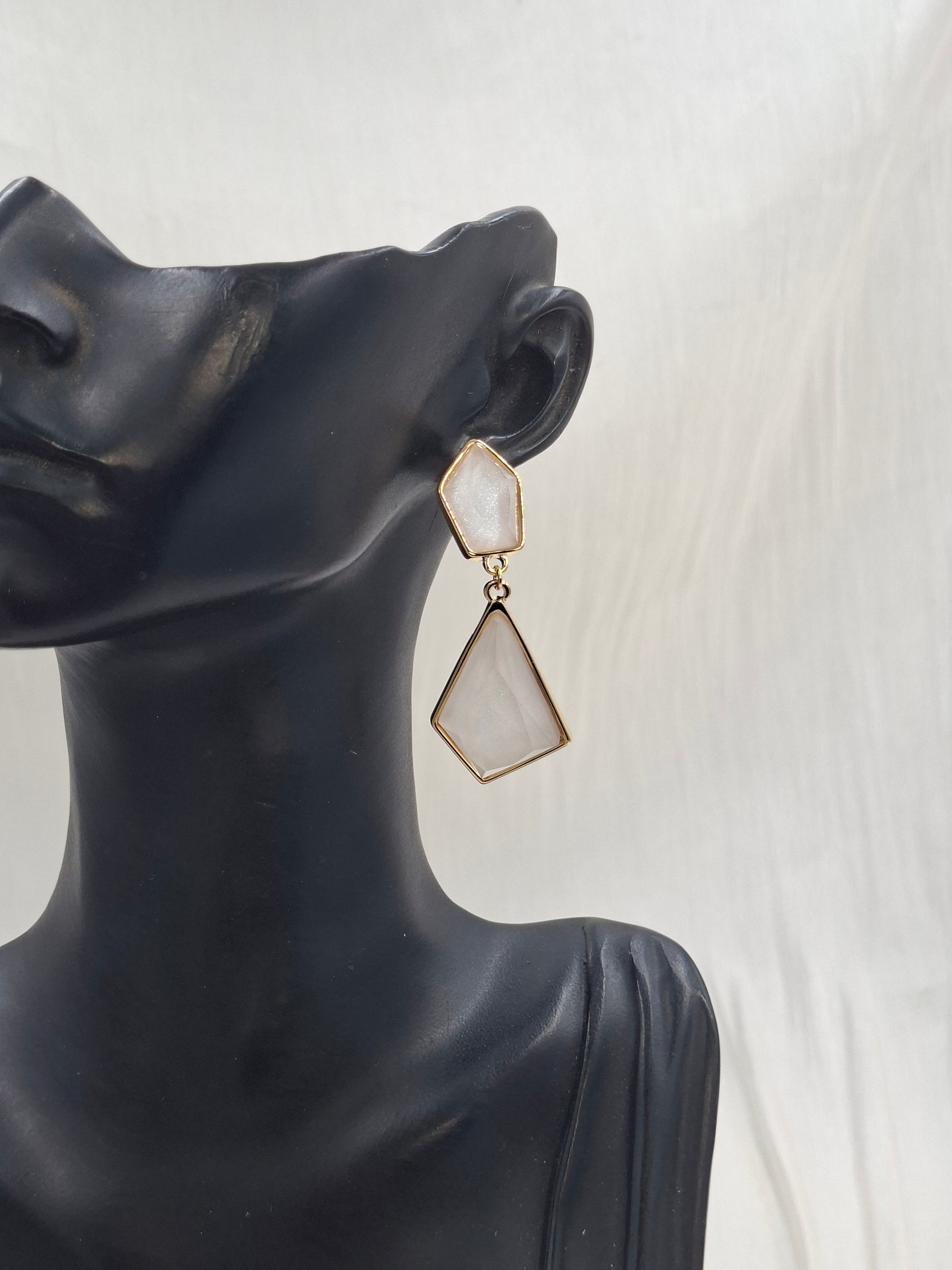 Shop White Marble Earring at Elsa Lagos in Nigeria