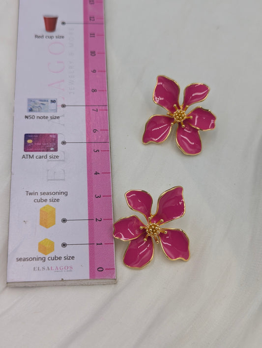 Pink Flower Earrings