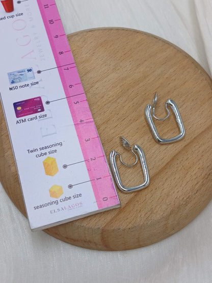 Rectangular hoop clip on earrings