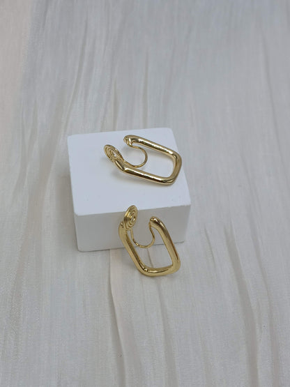 Rectangular hoop clip on earrings