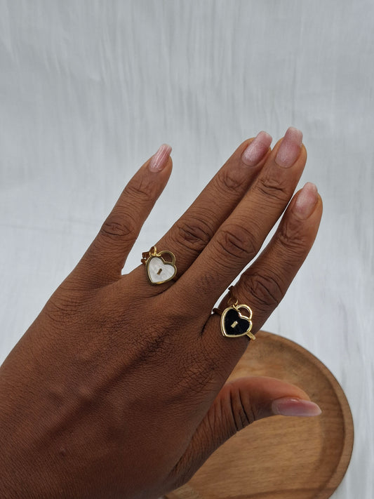 Heart Lock Ring (size 7-9)