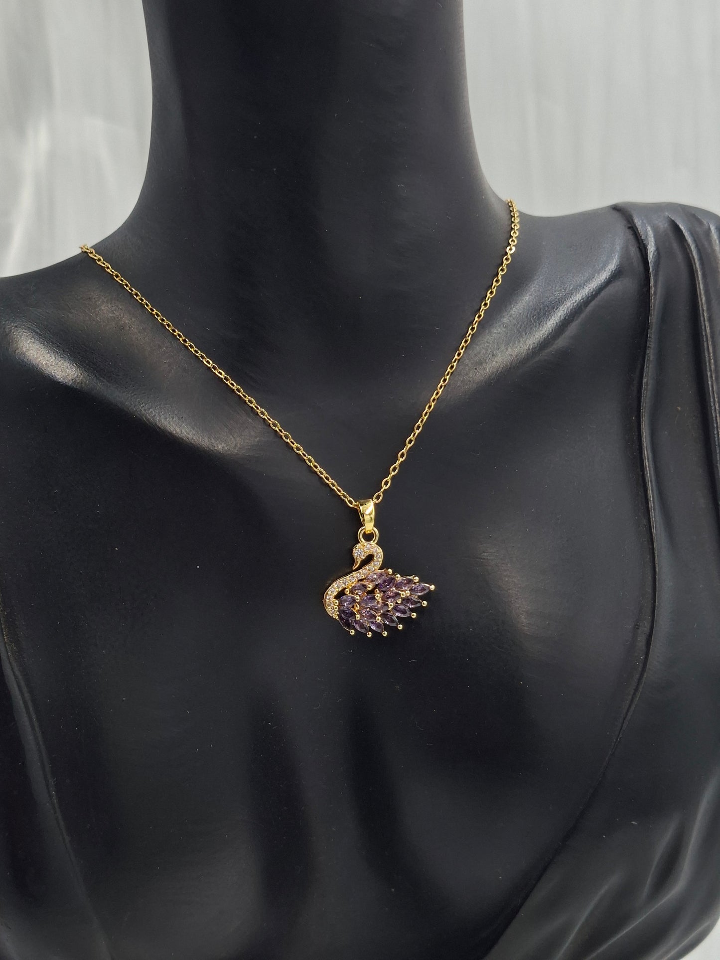 Purple Swan Necklace