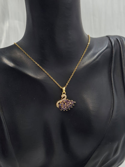 Purple Swan Necklace