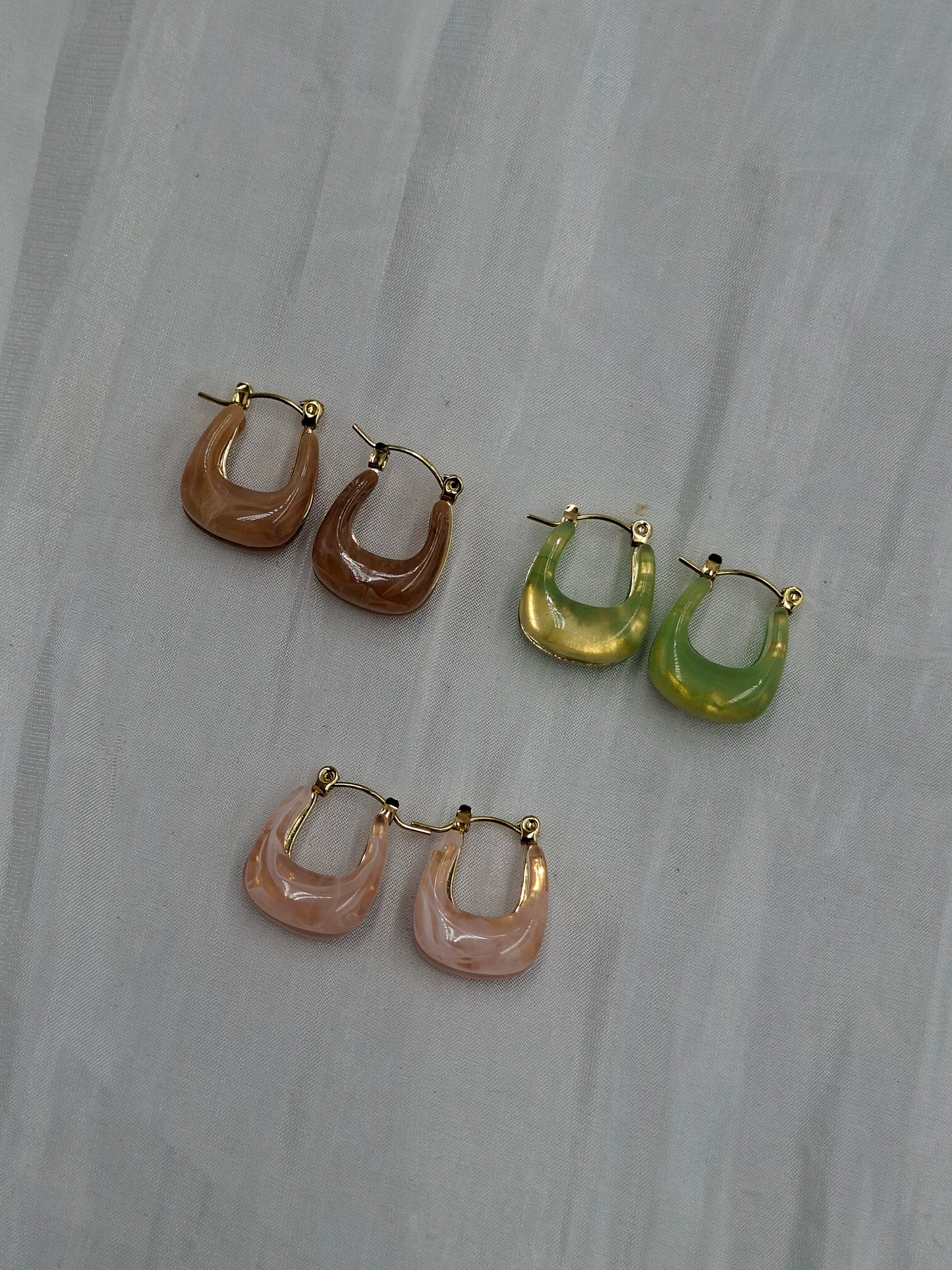 Retro Marble Hoop Earrings
