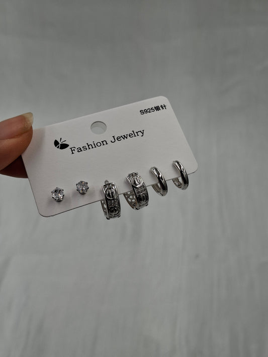 Silver Stack Earring Set