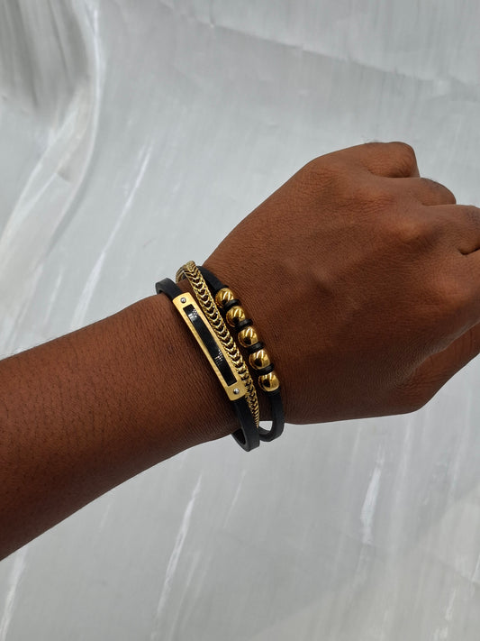 Gold Detail Leather Bracelet