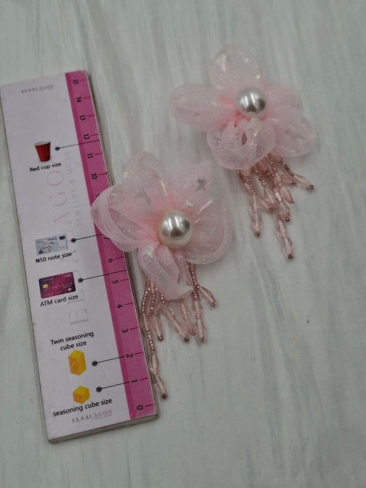 Pink Tinsel Earrings