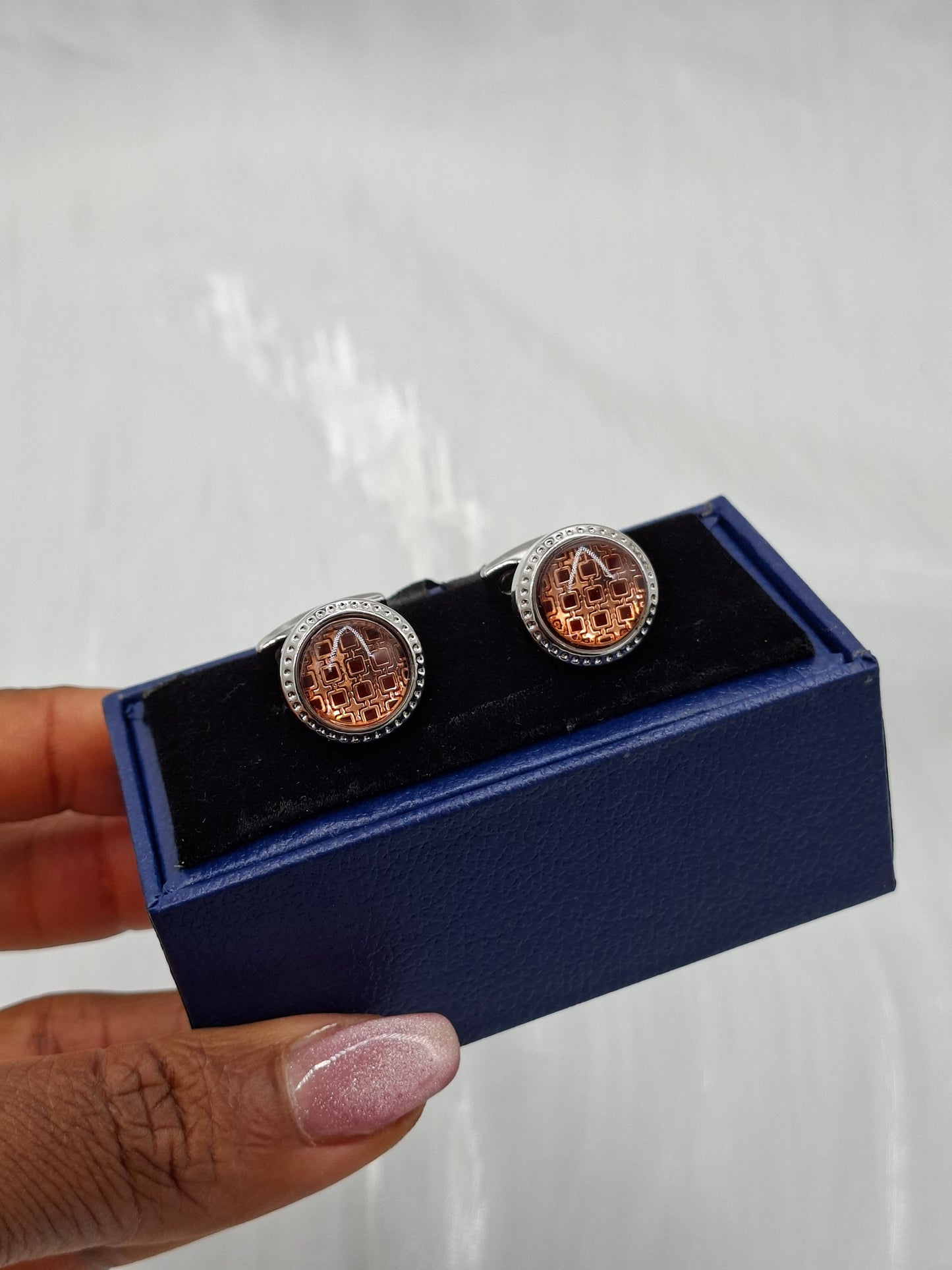 Silver and Red Tetris Cufflinks