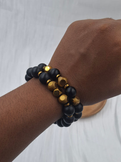 Midnight Gold Bead Bracelets