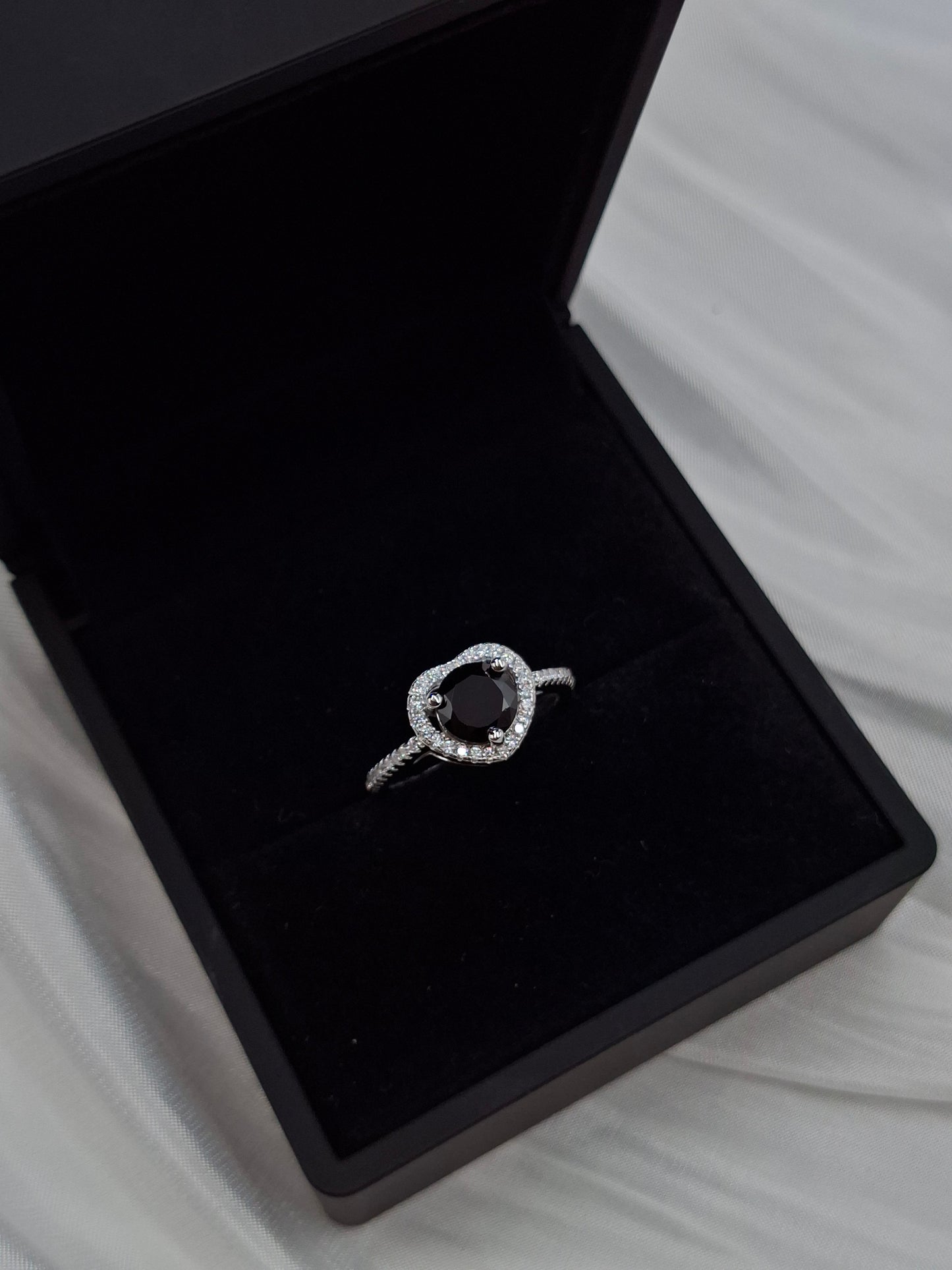 Onyx Aurora Moissanite Ring