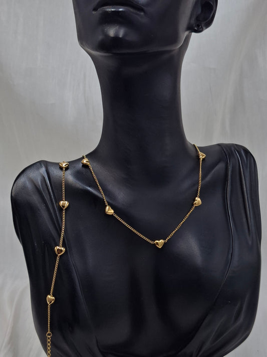 Heart Necklace and Bracelet Set