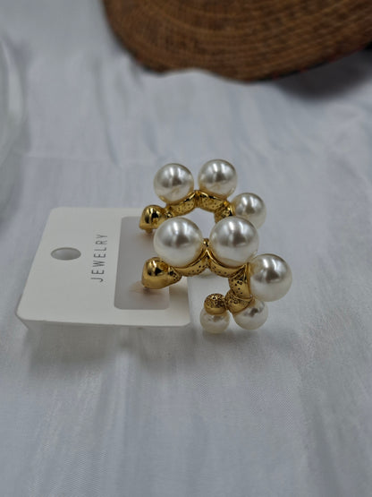 Triple Pearl Hoop Earrings