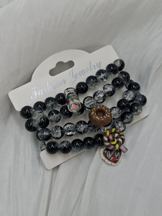 Black Glass Bead Bracelets
