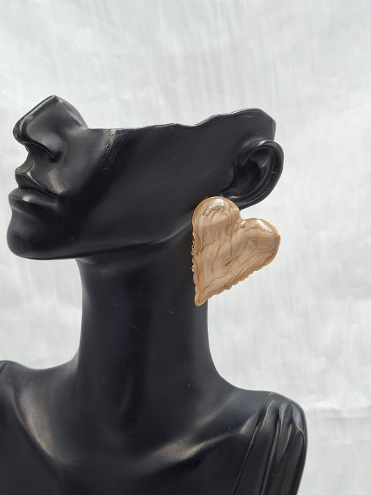 Brown Heart Earrings