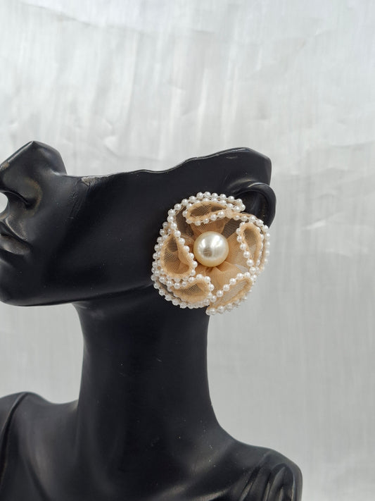 Brown Ruffle Earrings