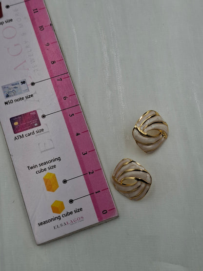 White and Gold Swirled Earrings