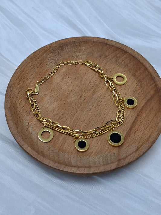 Black Circle Charm Bracelet