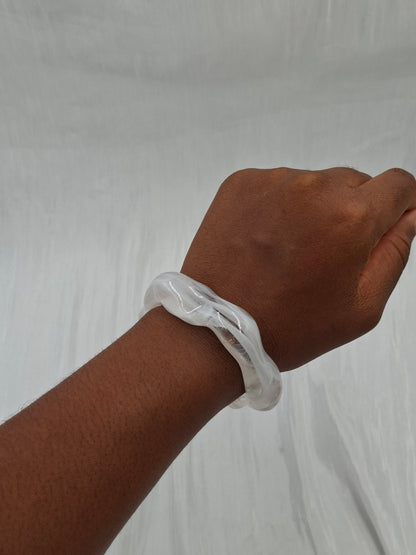 White Boho Acrylic Bangle