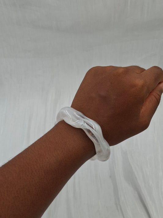 White Boho Acrylic Bangle