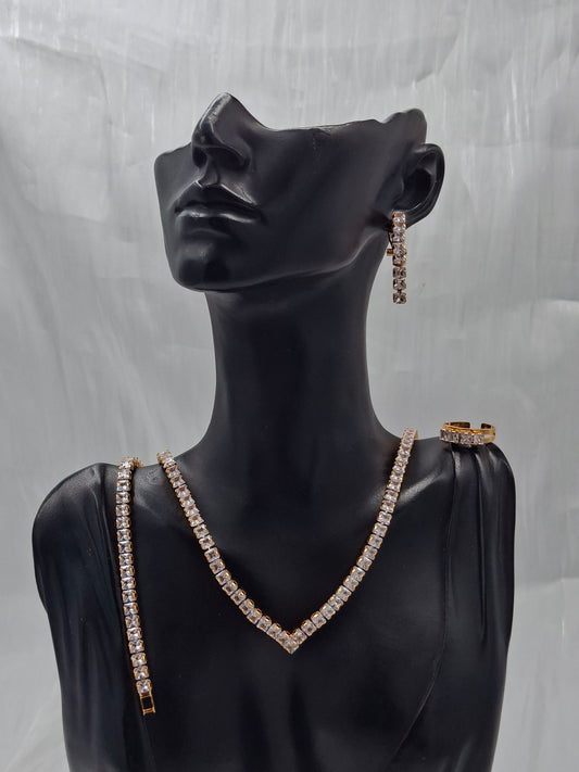 Simple Tennis CZ Necklace Set