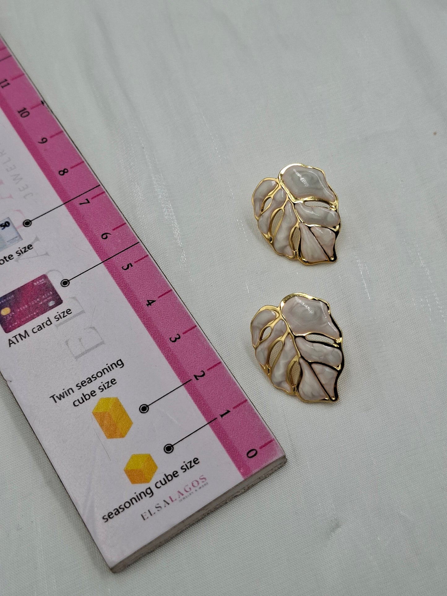White Tropical Palm Earrings