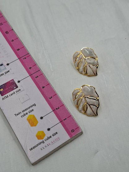 White Tropical Palm Earrings