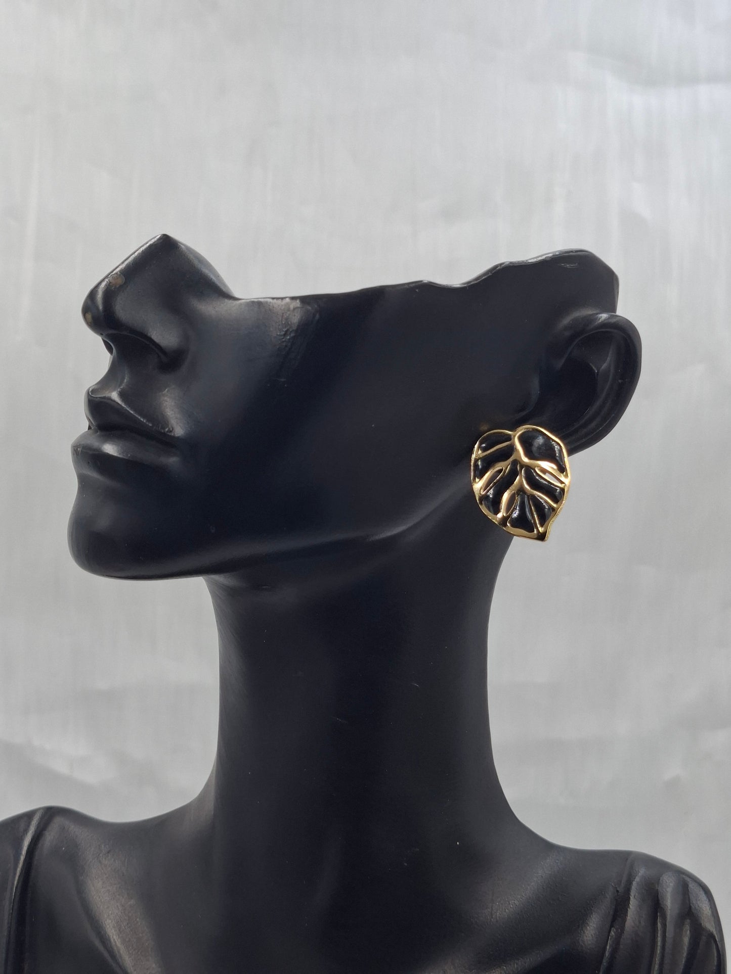 Black Tropical Palm Earrings