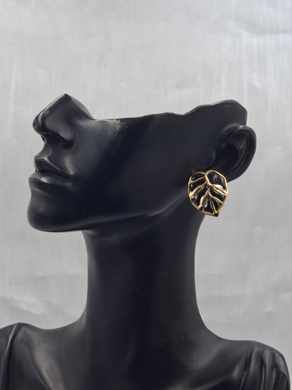 Black Tropical Palm Earrings