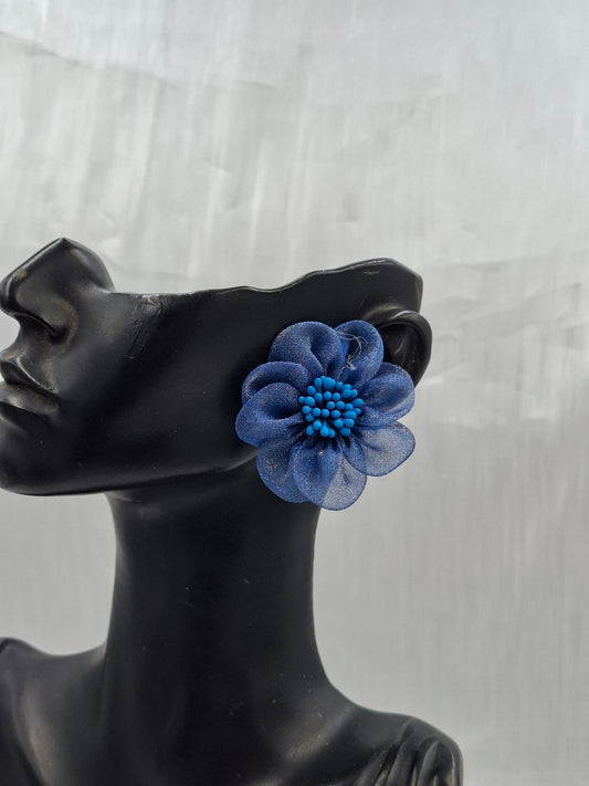 Dark Blue Petal Earrings