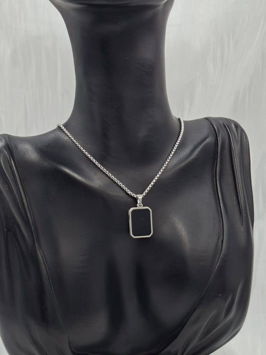 Silver and Black Dogtag Necklace