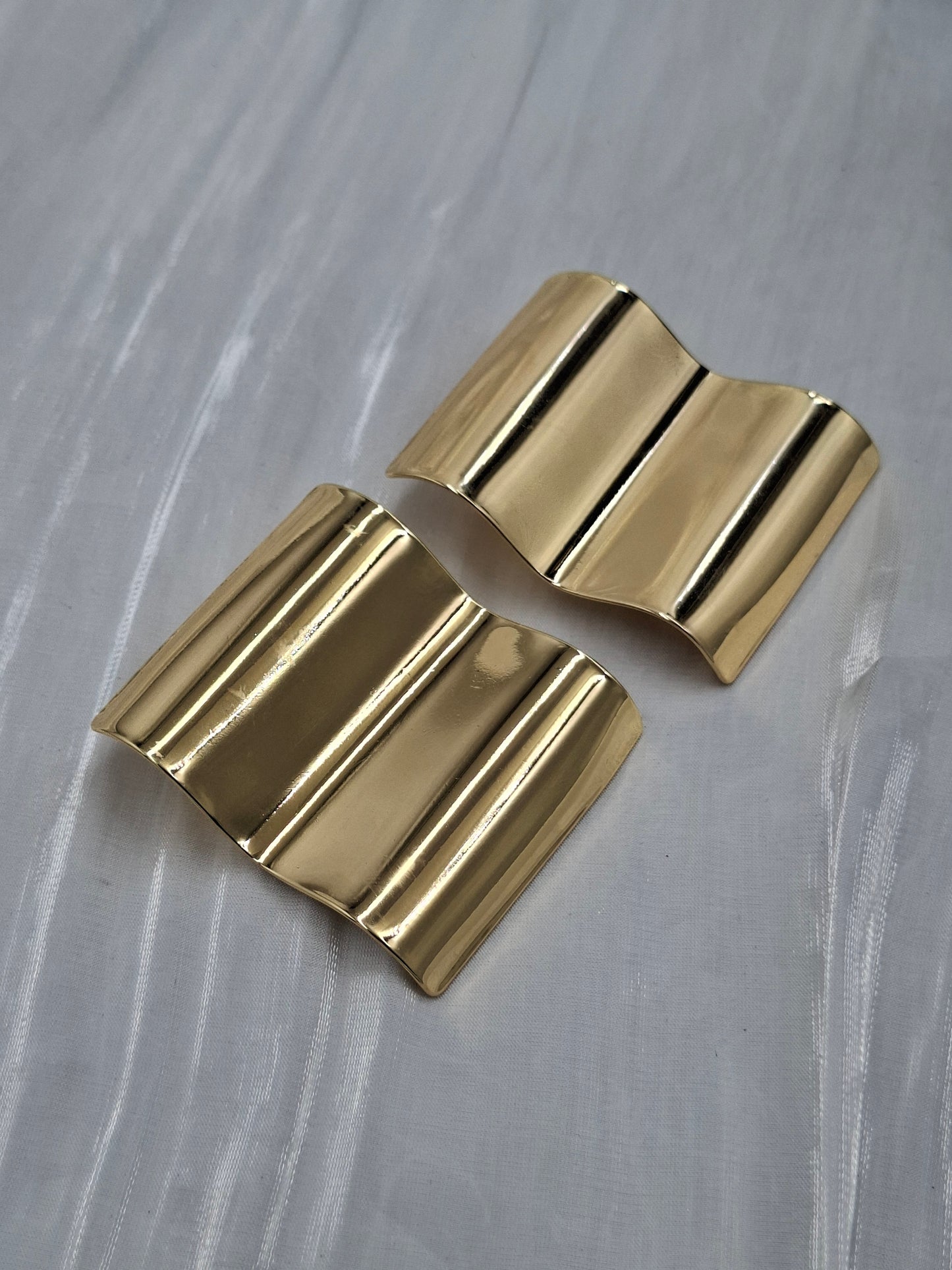 Gold Wave Sheet Earrings