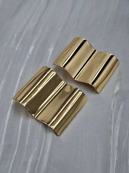 Gold Wave Sheet Earrings