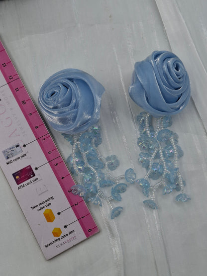 Blue Bud Tassel Earrings