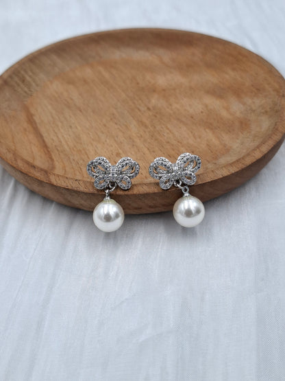 Bowknot Pearl Earrings
