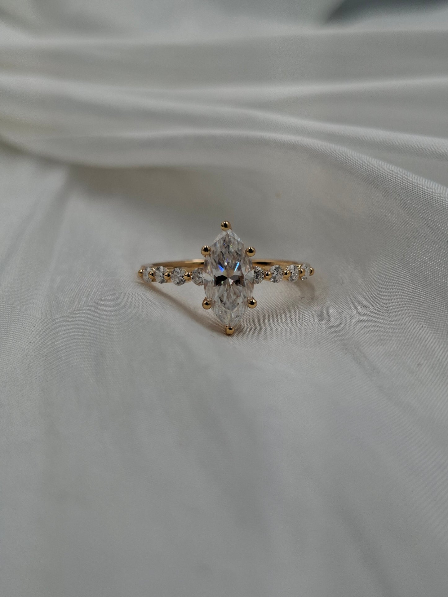 Gold Plated Valencia Moissanite Ring (size 7 -9)