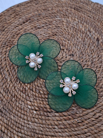 Green Floral Earrings
