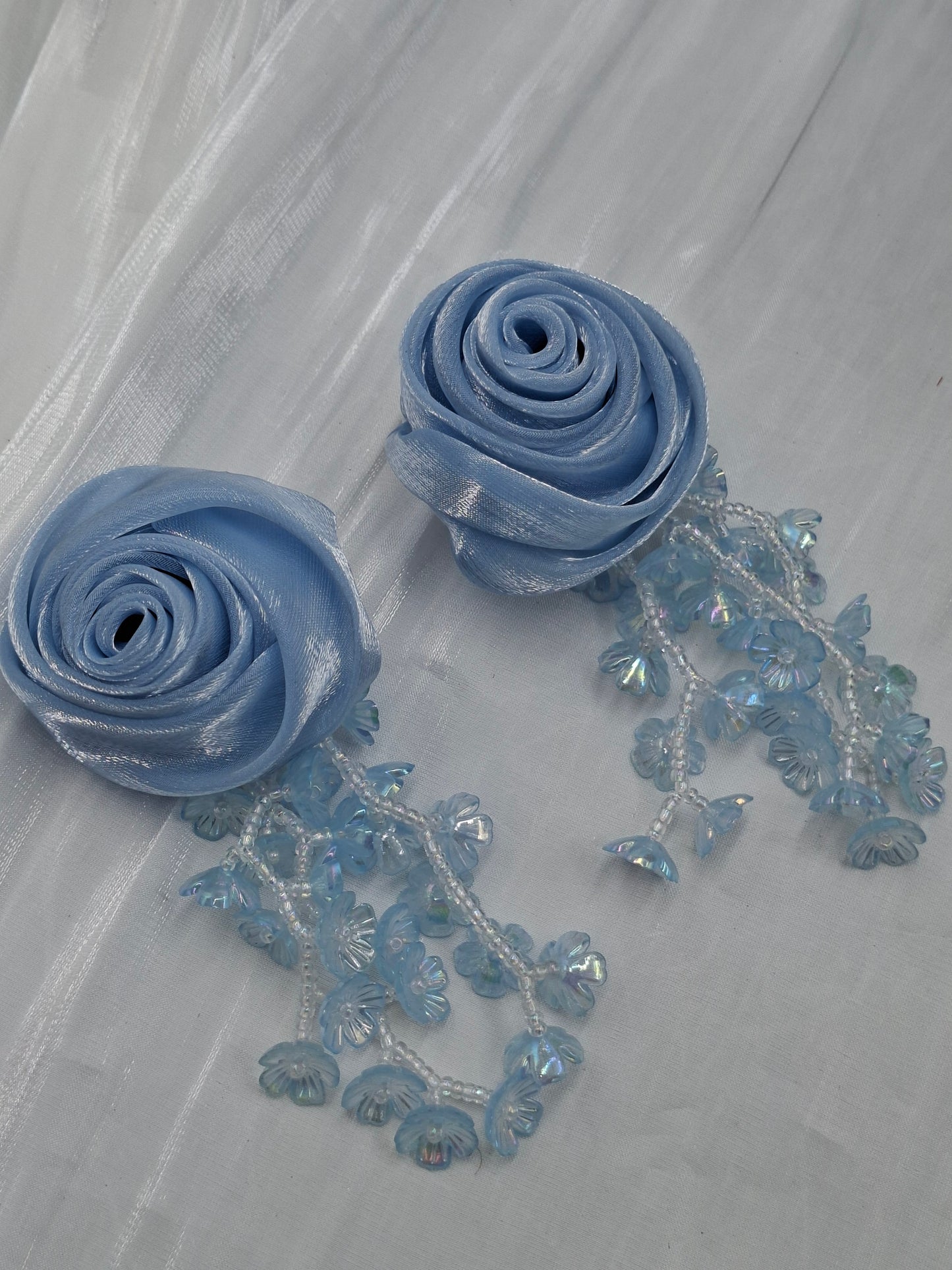 Blue Bud Tassel Earrings