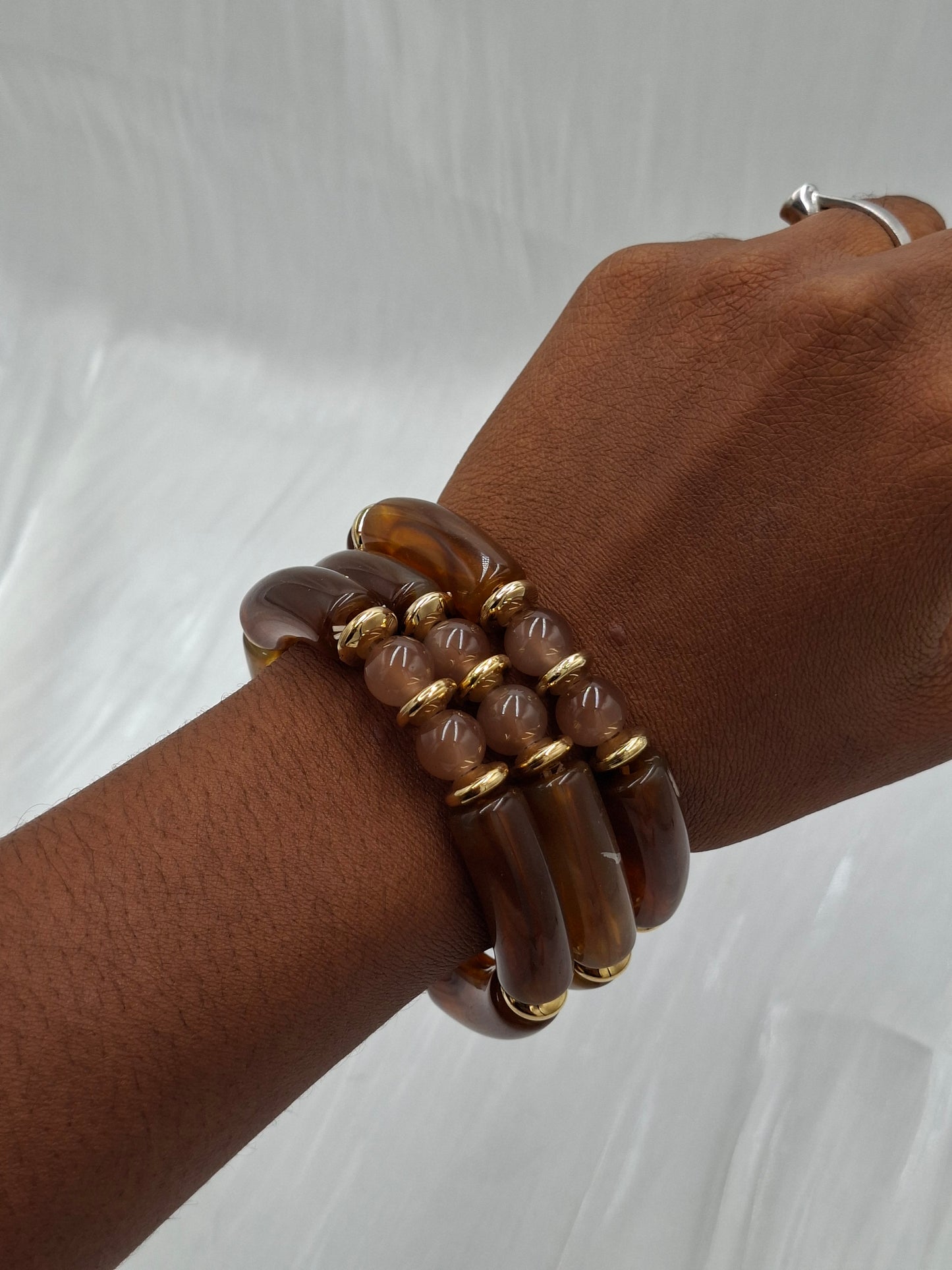 Brown Acrylic Bead Bracelets