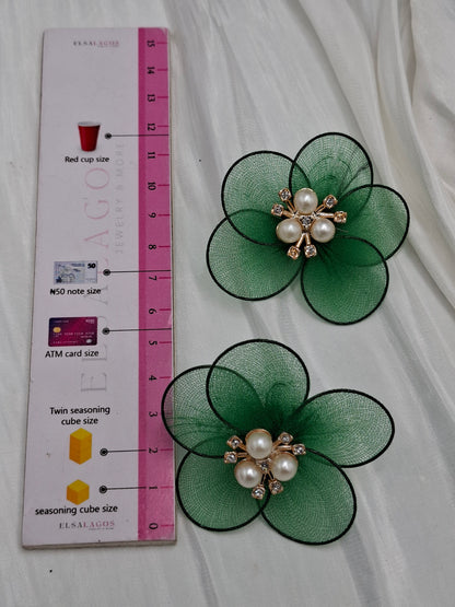 Green Floral Earrings