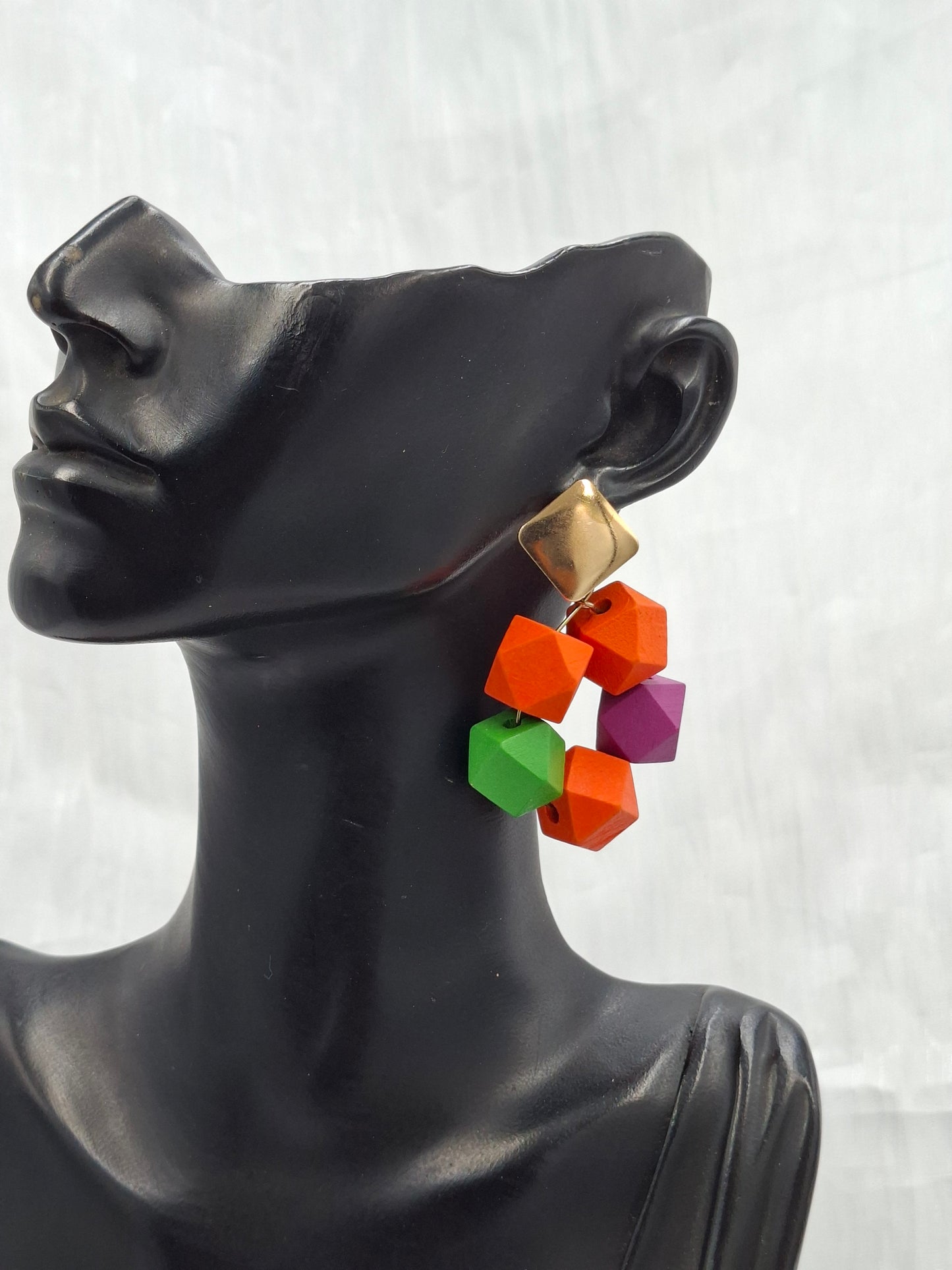 Colourful Block Hoop Earrings
