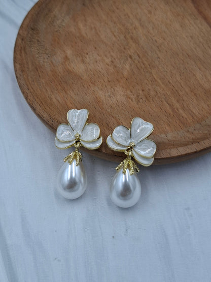 Enamel Pearl Earrings