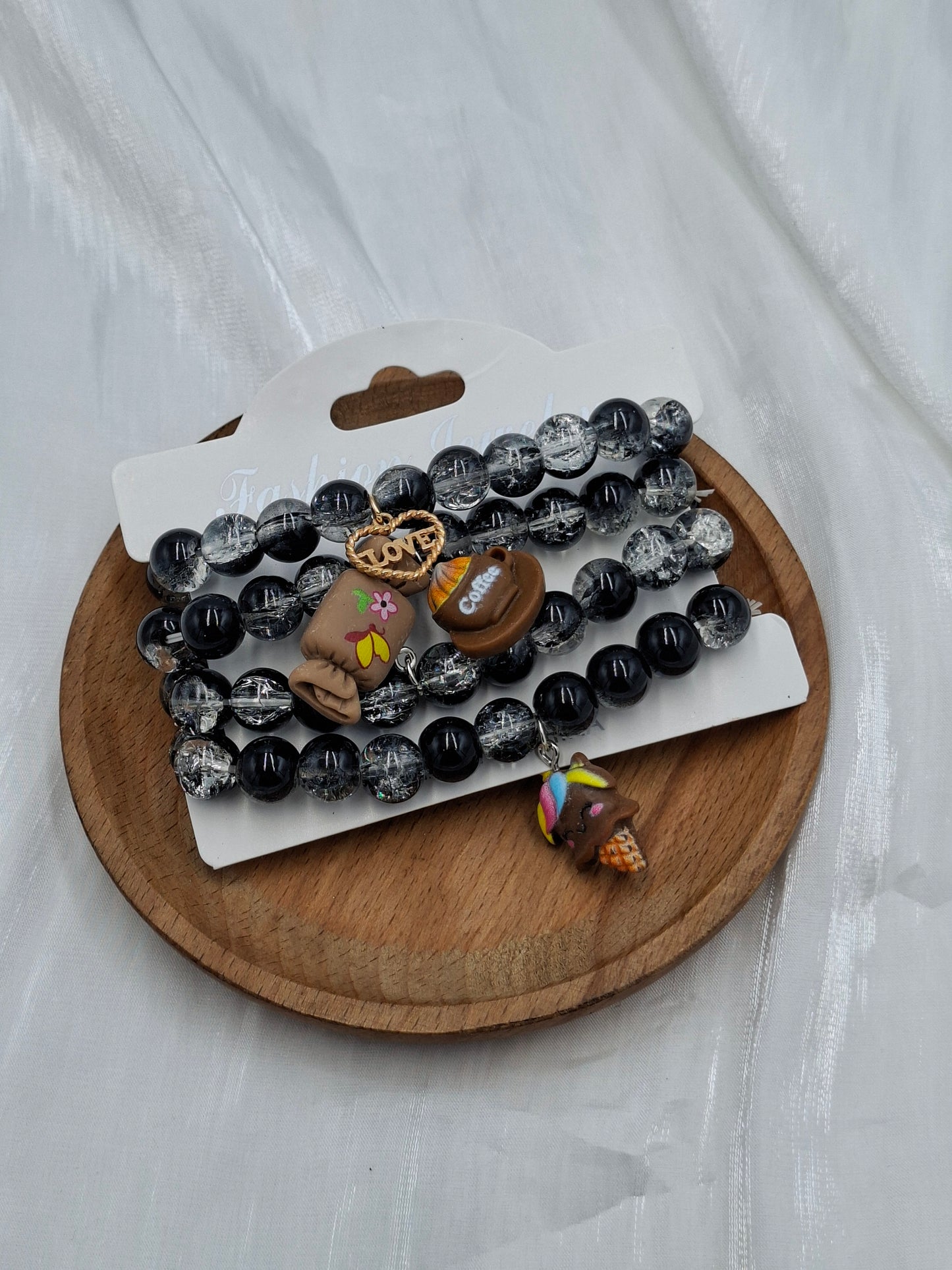 Black Glass Bead Bracelets
