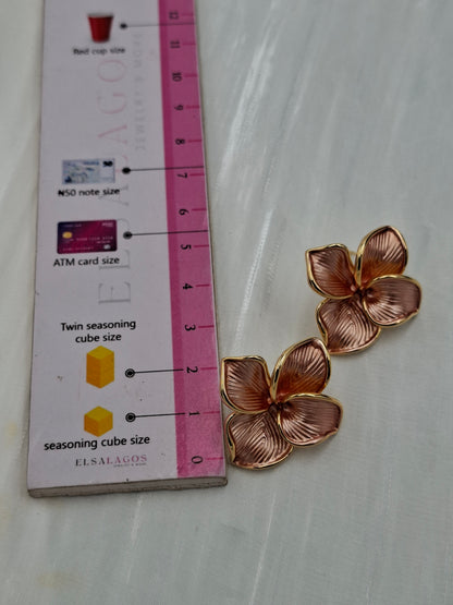 Gold and Onion Plumeria Earrings