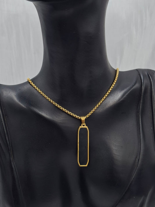 Gold and Black Bar Necklace