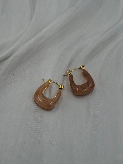 Retro Marble Hoop Earrings